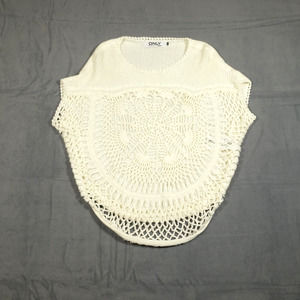 ONLY Pullover Sweater Womens S Beige Cap Sleeve Crochet Knit Cover Up Boho